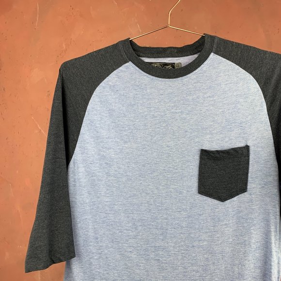 Blue Baseball Tee / 3/4 Sleeve Baseball T-Shirt / Men's Medium Baseball T-Shirt - Picture 2 of 3